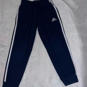 Adidas Kids Dark Blue Joggers with White Stripes